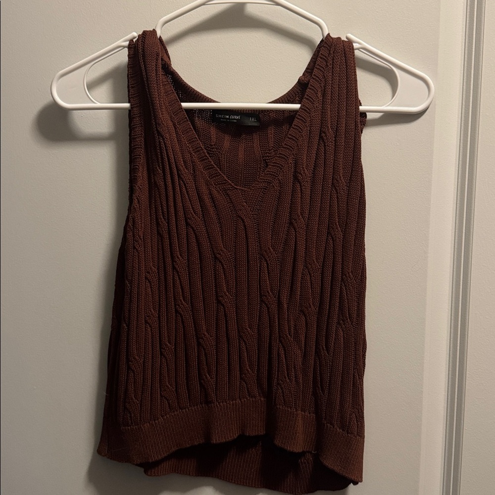 Brown Cable Knit Tank Top